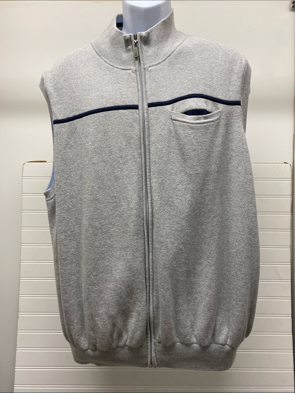 Brooks Brothers St Andrews Links Light Gray Zip-Up Lined Golf Sweater Vest